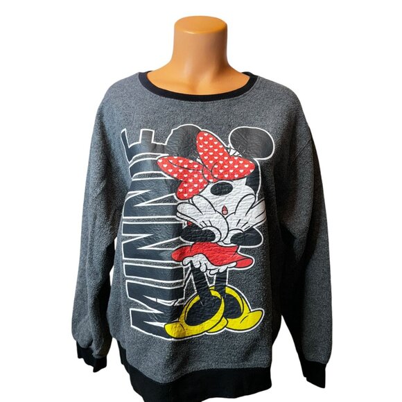 Disney Minnie Mouse Graphic Sweatshirt Pullover Womens Casual - Picture 3 of 7